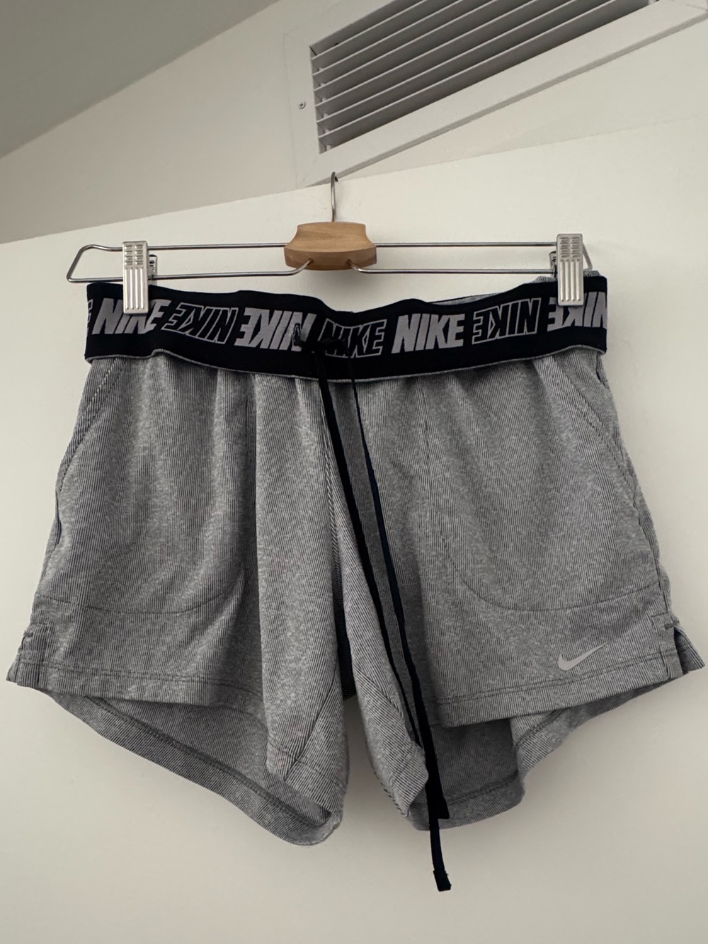 Nike Women's Grey Heather Athletic Shorts with Branded Waistband